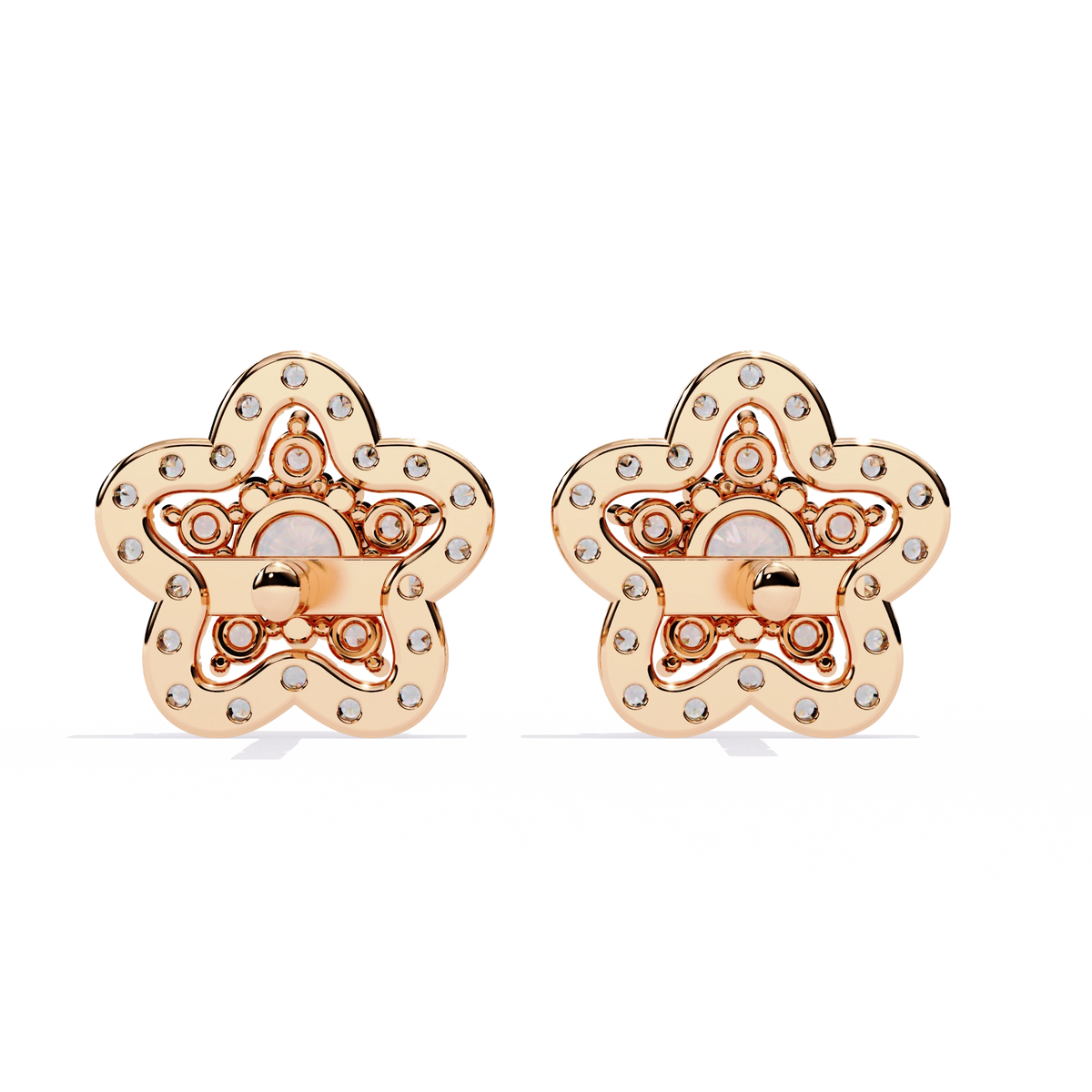 Floral Diamond Stud Earrings