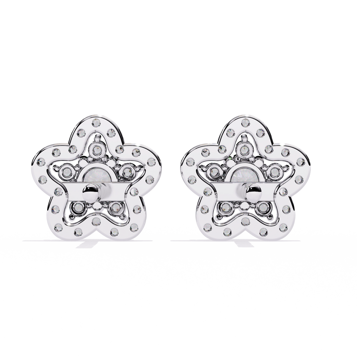 Floral Diamond Stud Earrings