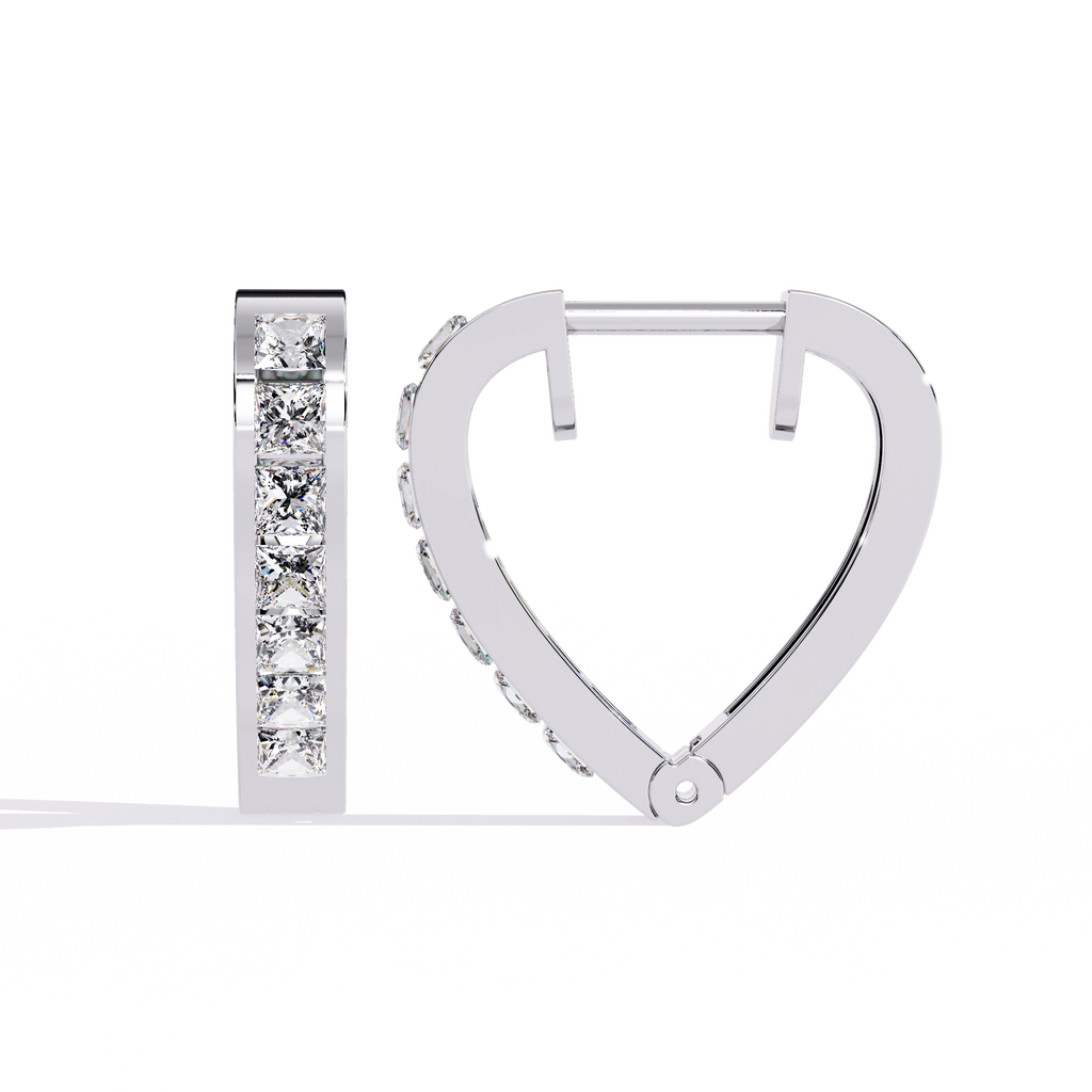 Heart Hoop Diamond Earrings