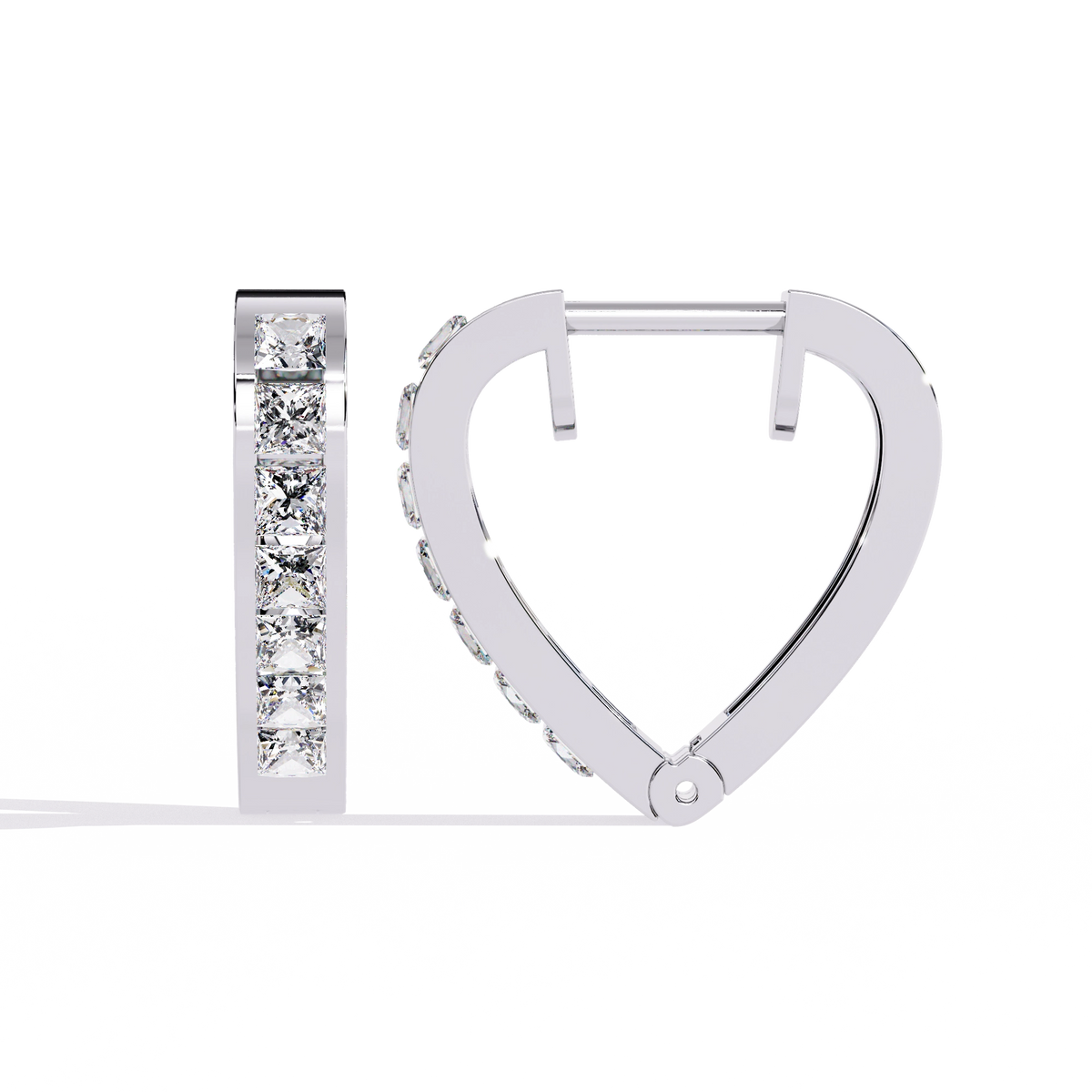 Heart Hoop Diamond Earrings