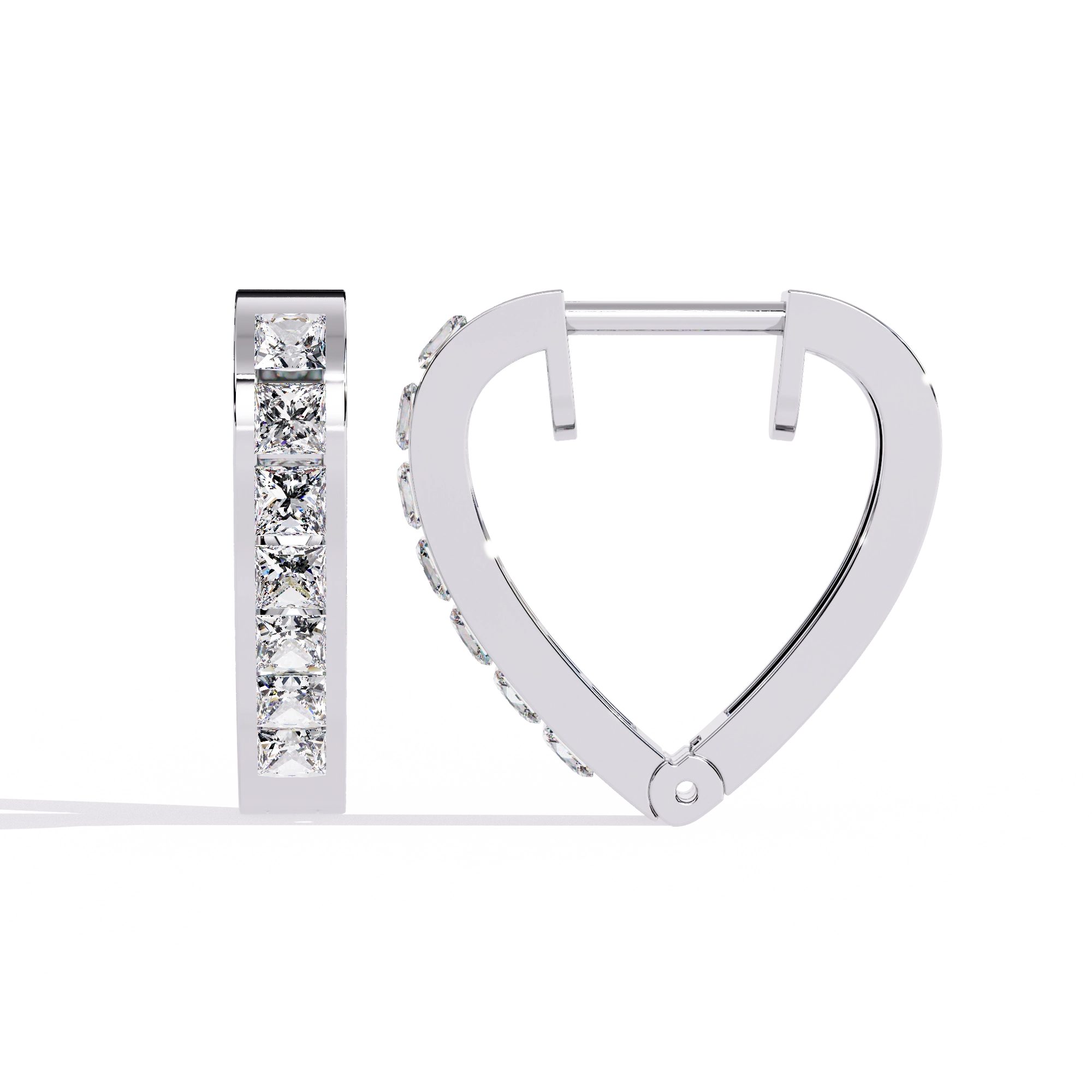 Heart Hoop Diamond Earrings