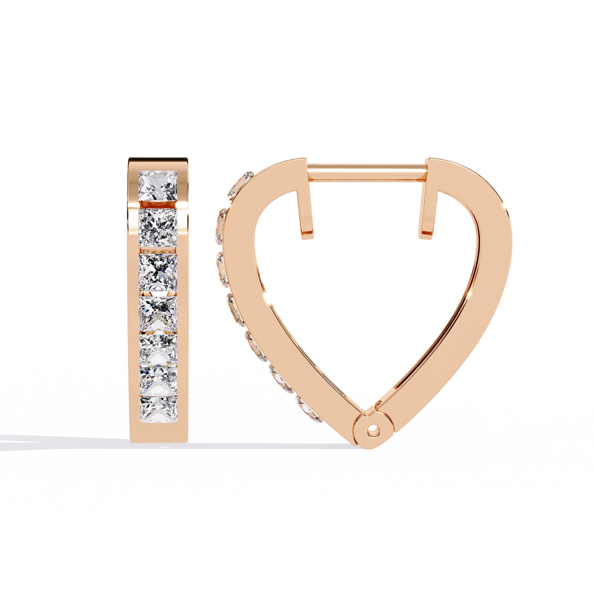 Heart Hoop Diamond Earrings