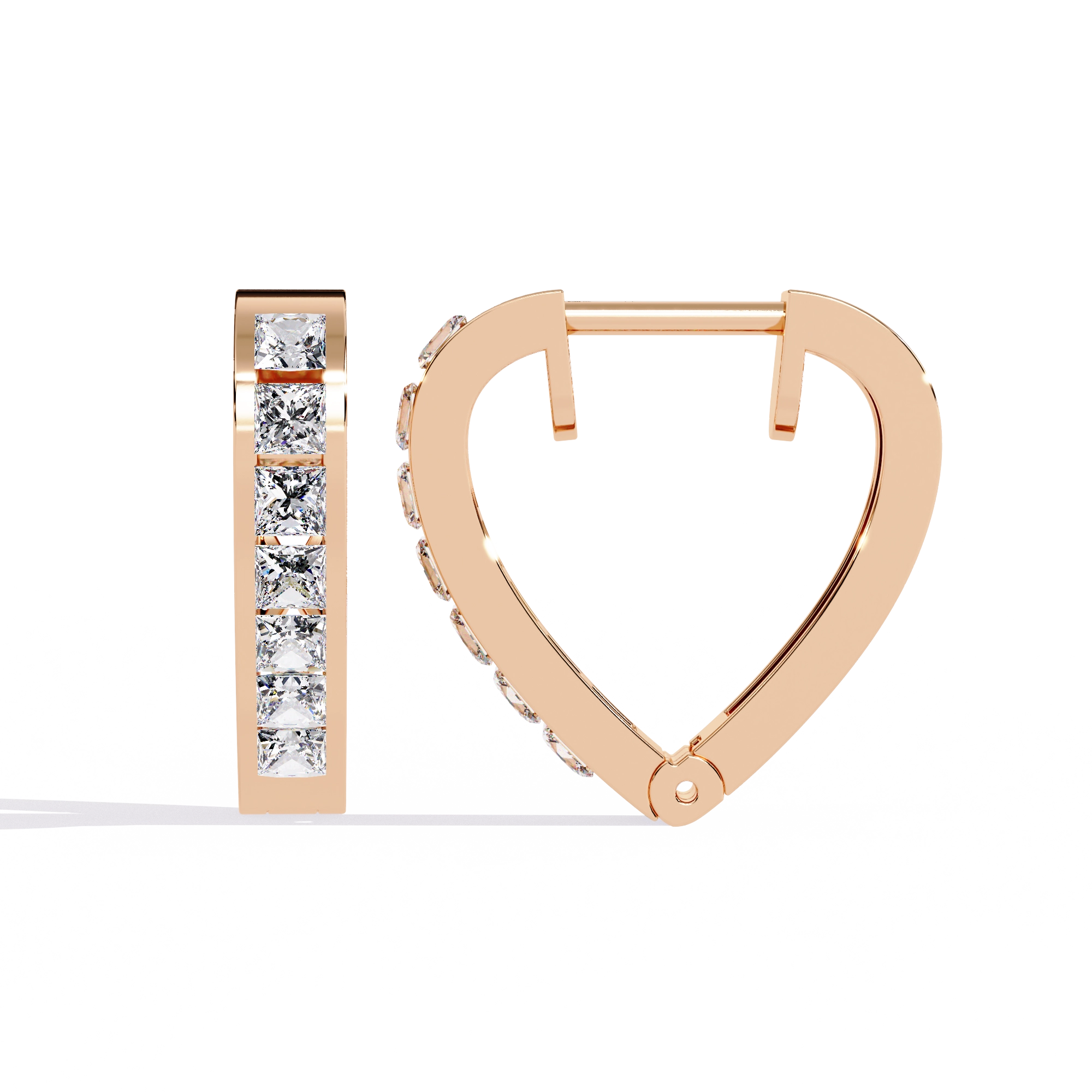 Heart Hoop Diamond Earrings