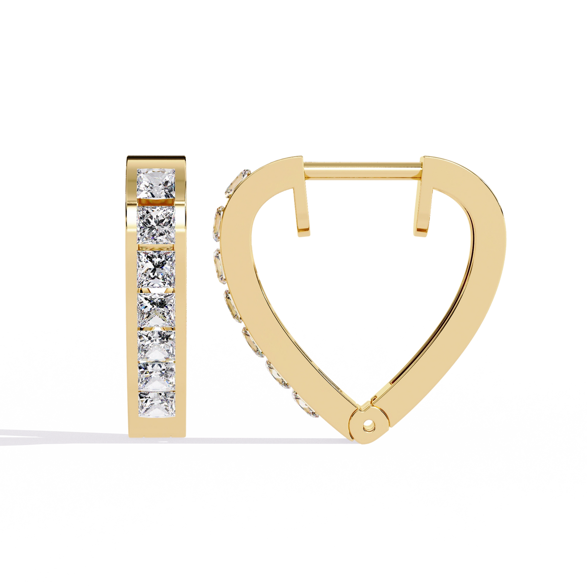 Heart Hoop Diamond Earrings