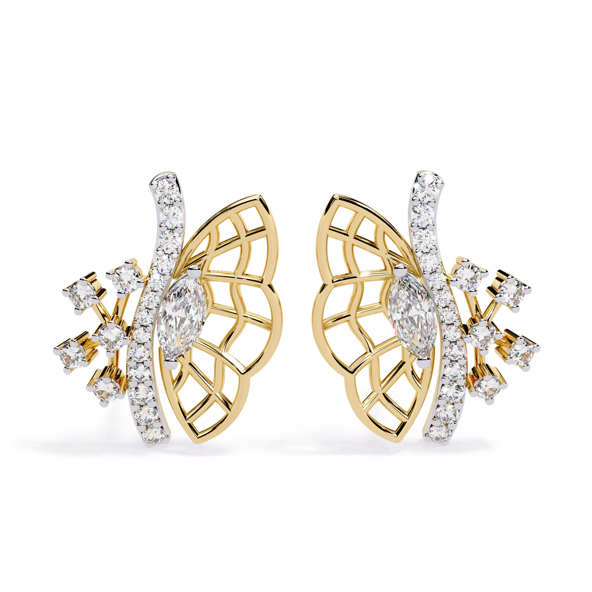 Fan Diamond Statement Earrings