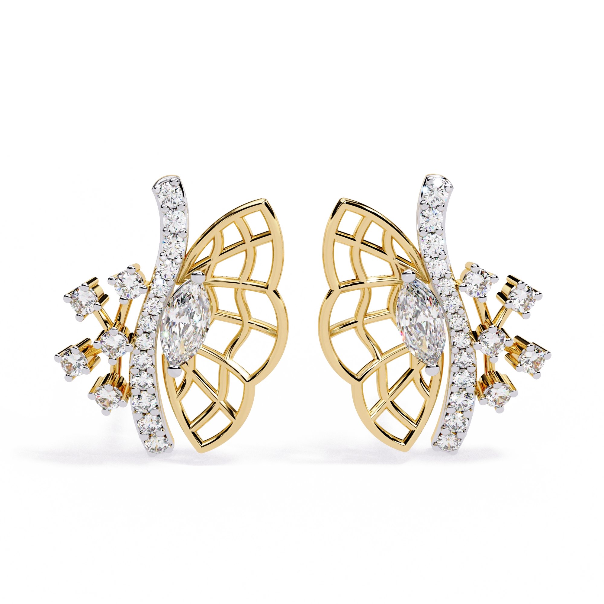 Fan Diamond Statement Earrings