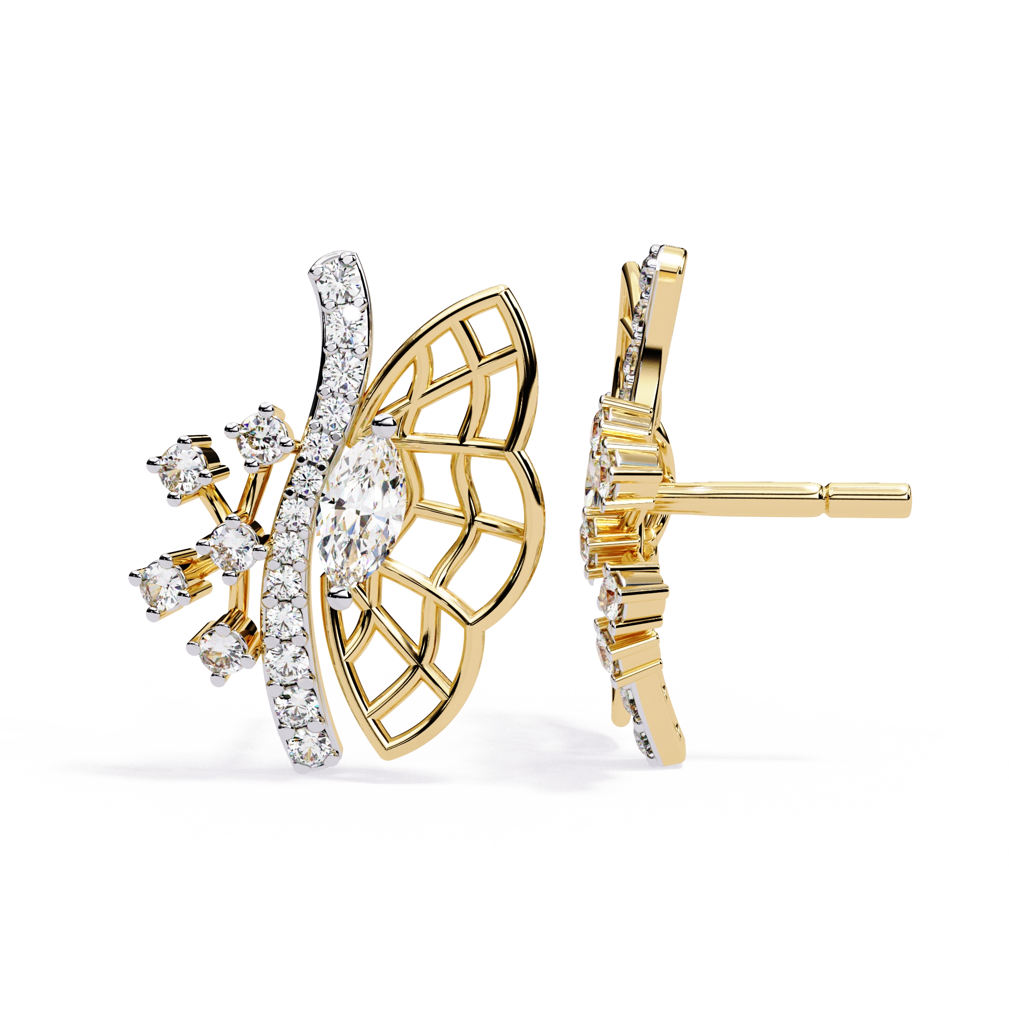 Fan Diamond Statement Earrings