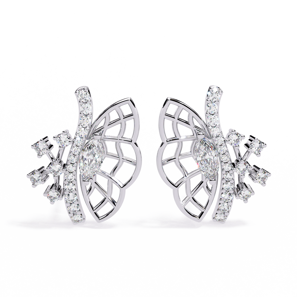 Fan Diamond Statement Earrings