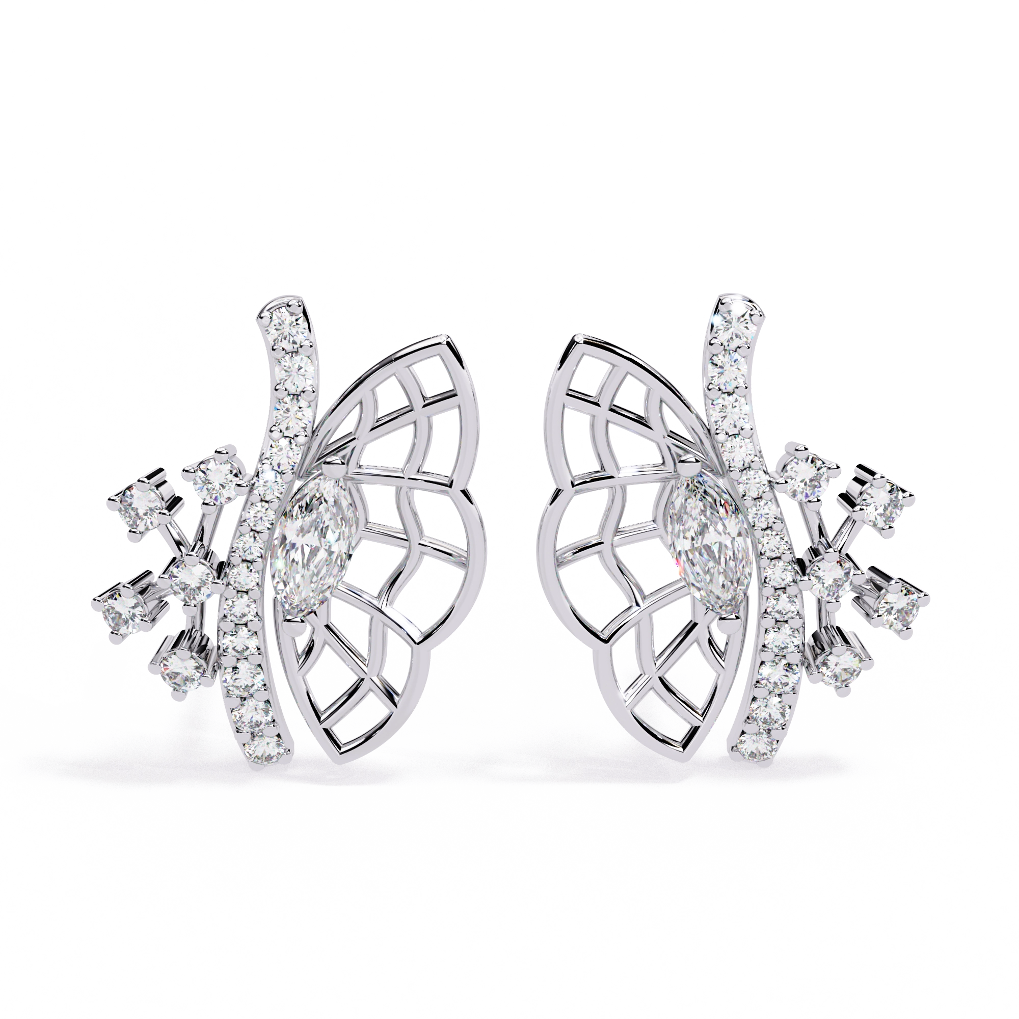 Fan Diamond Statement Earrings