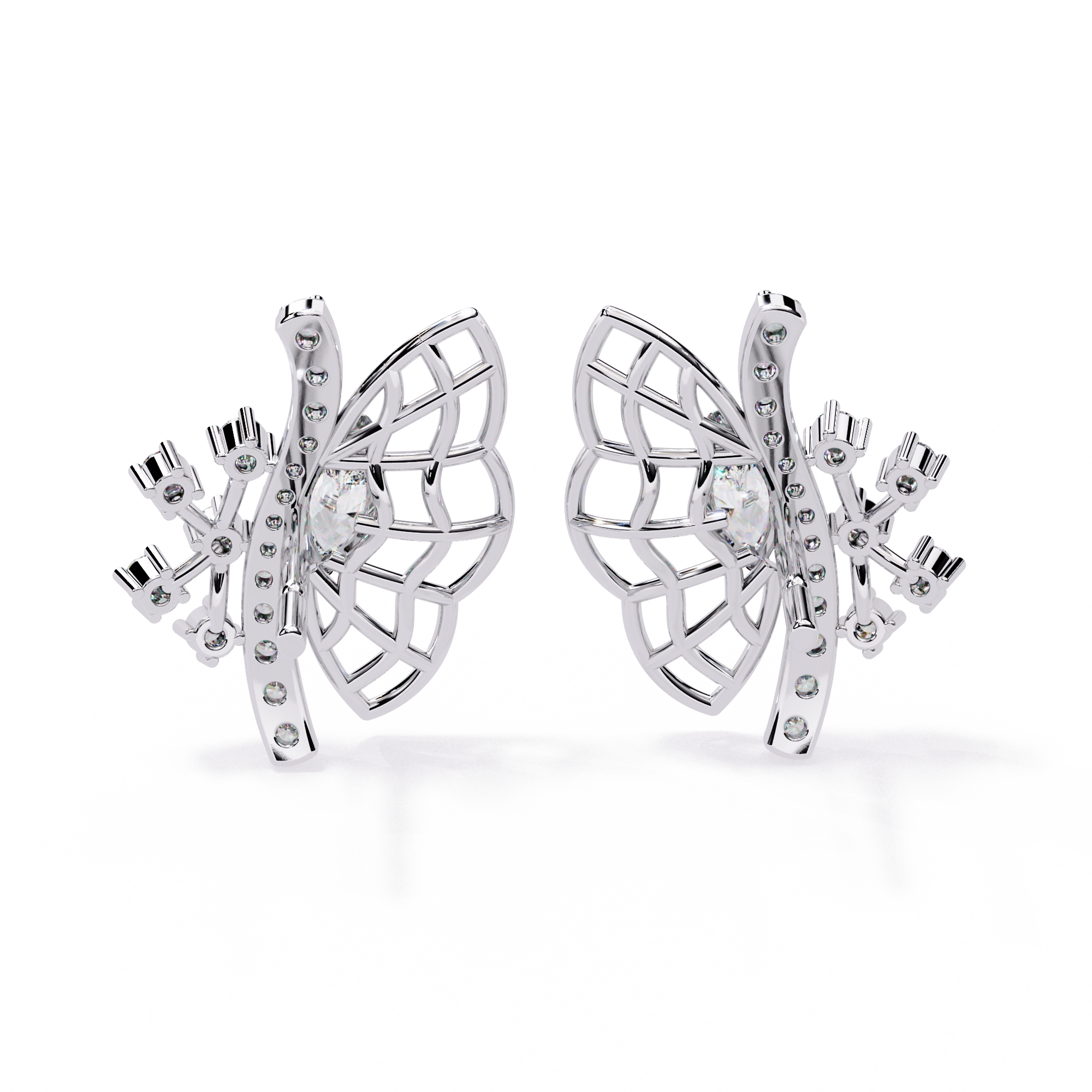 Fan Diamond Statement Earrings