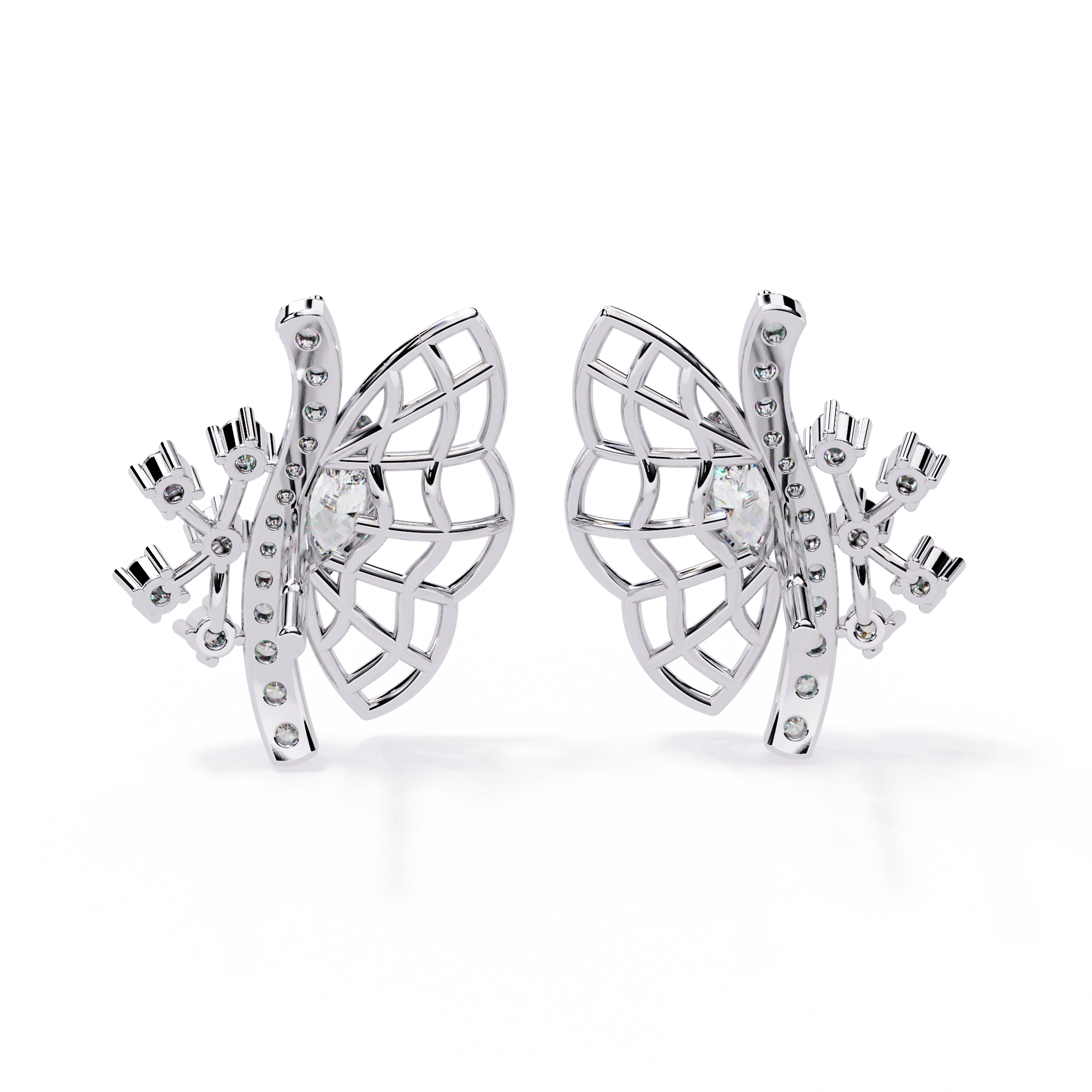 Fan Diamond Statement Earrings
