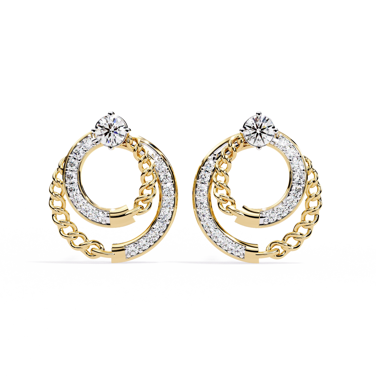 Double Circle Diamond Earrings