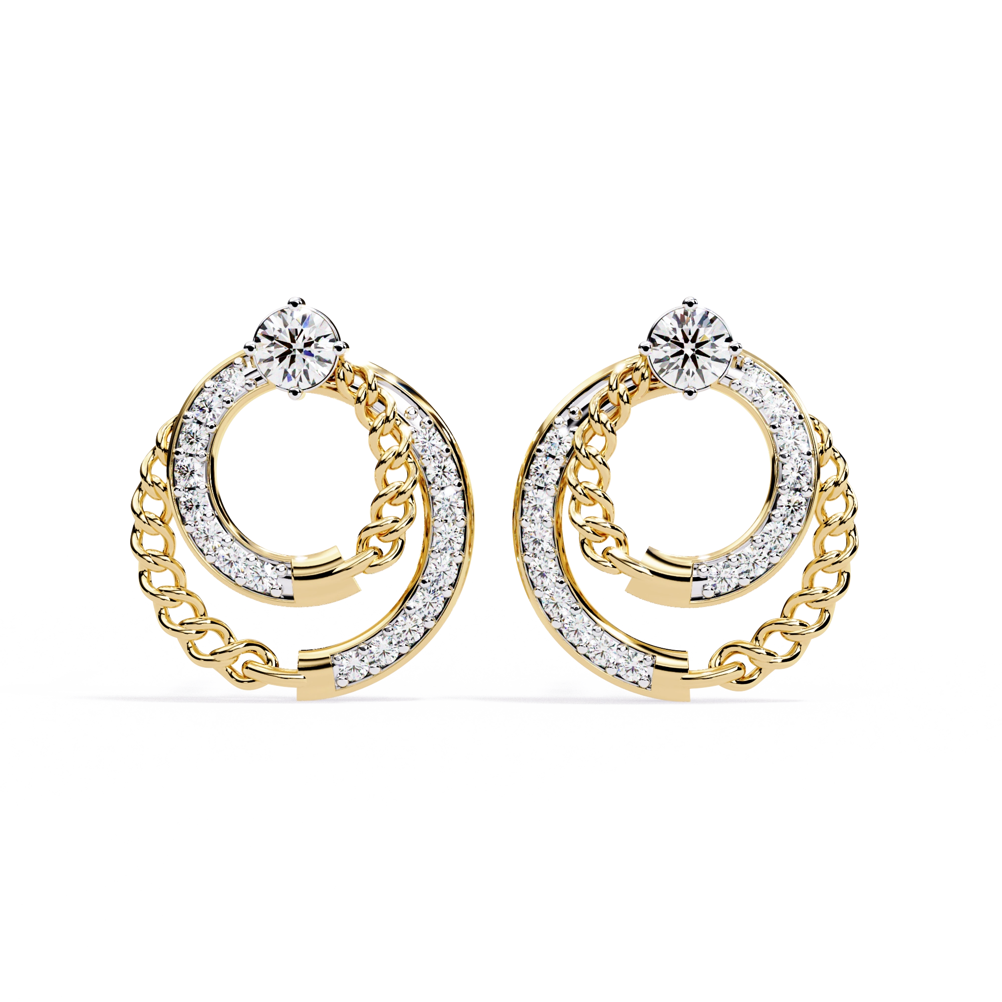 Double Circle Diamond Earrings