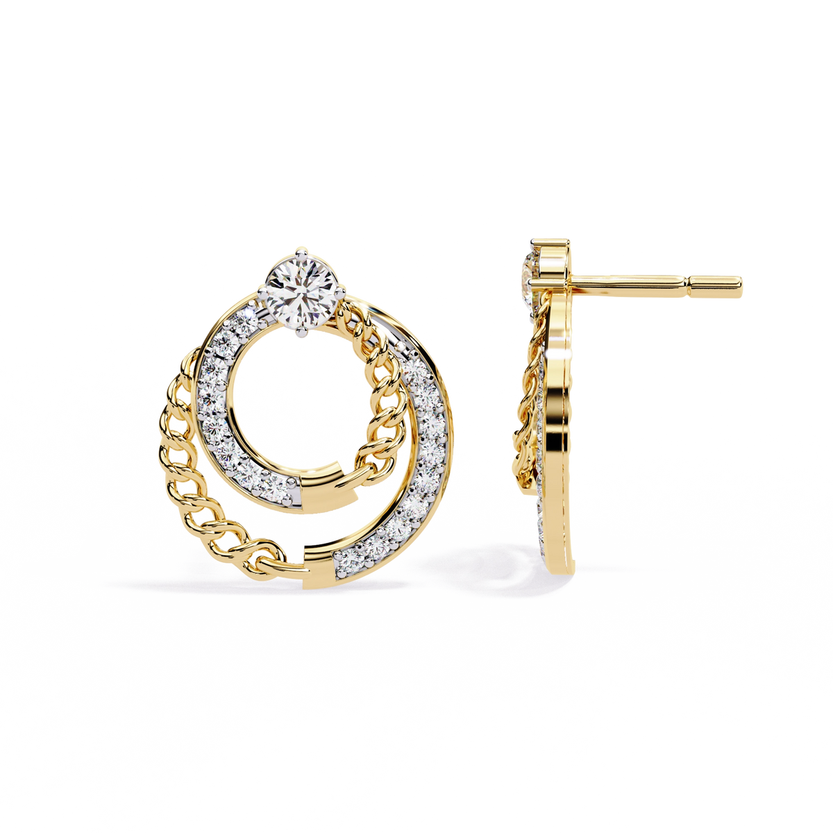 Double Circle Diamond Earrings