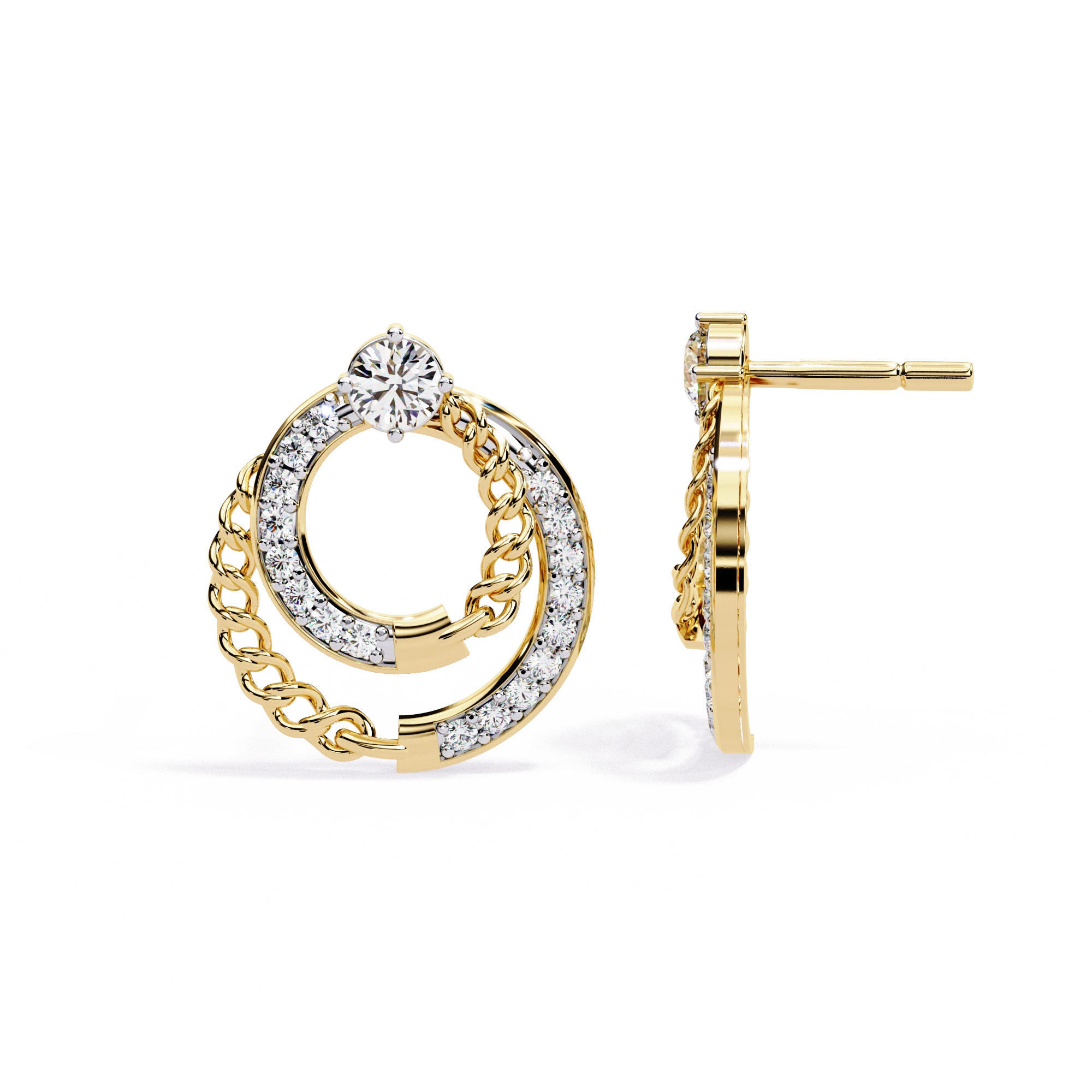 Double Circle Diamond Earrings