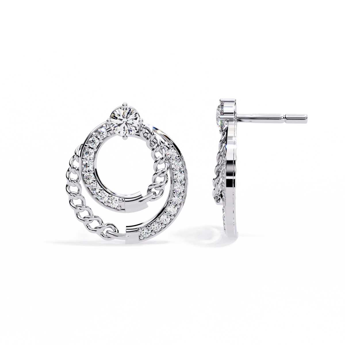 Double Circle Diamond Earrings