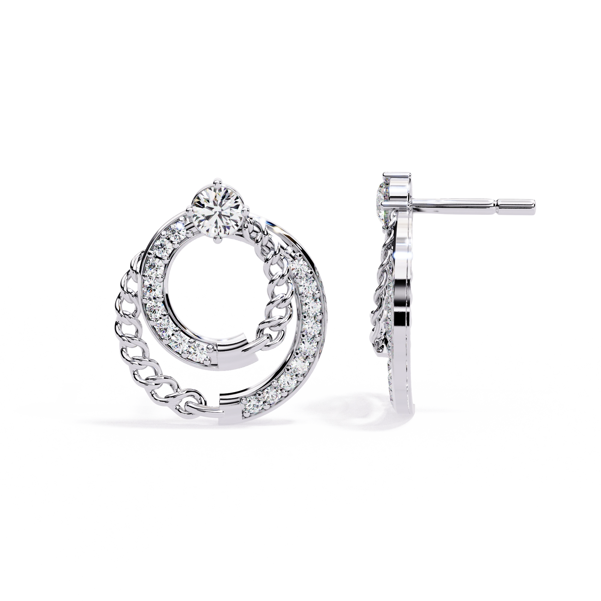 Double Circle Diamond Earrings