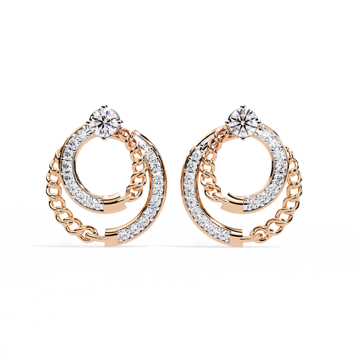 Double Circle Diamond Earrings
