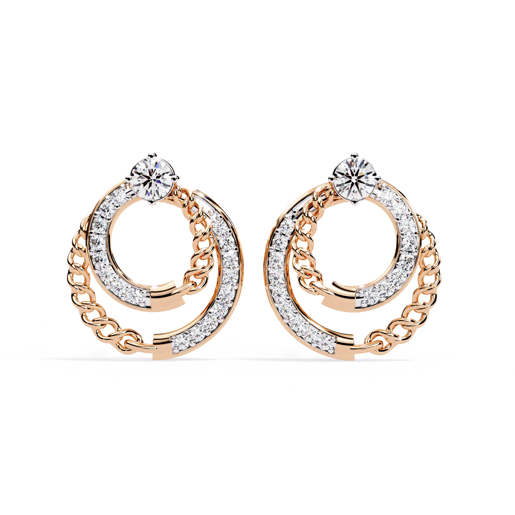Double Circle Diamond Earrings