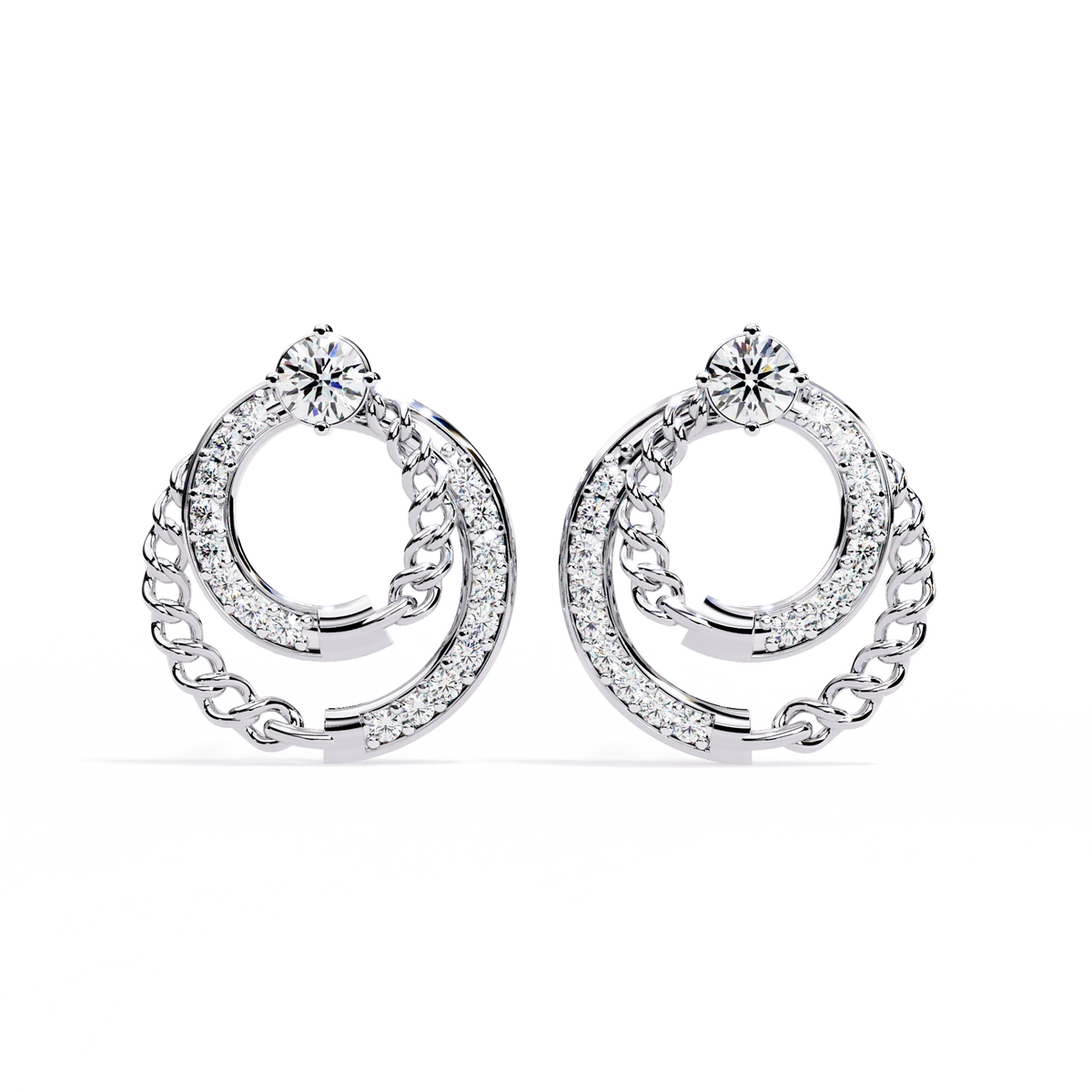 Double Circle Diamond Earrings