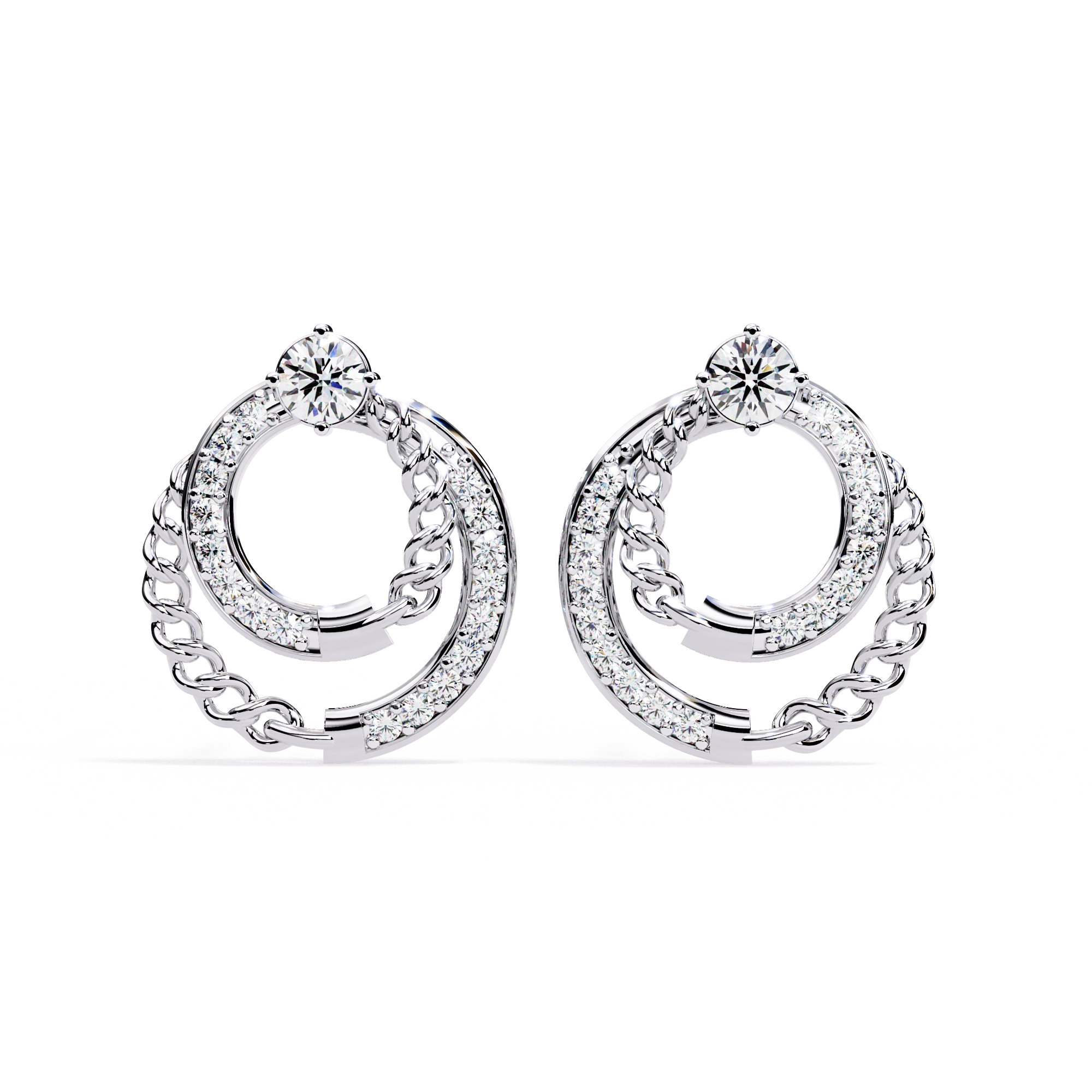 Double Circle Diamond Earrings