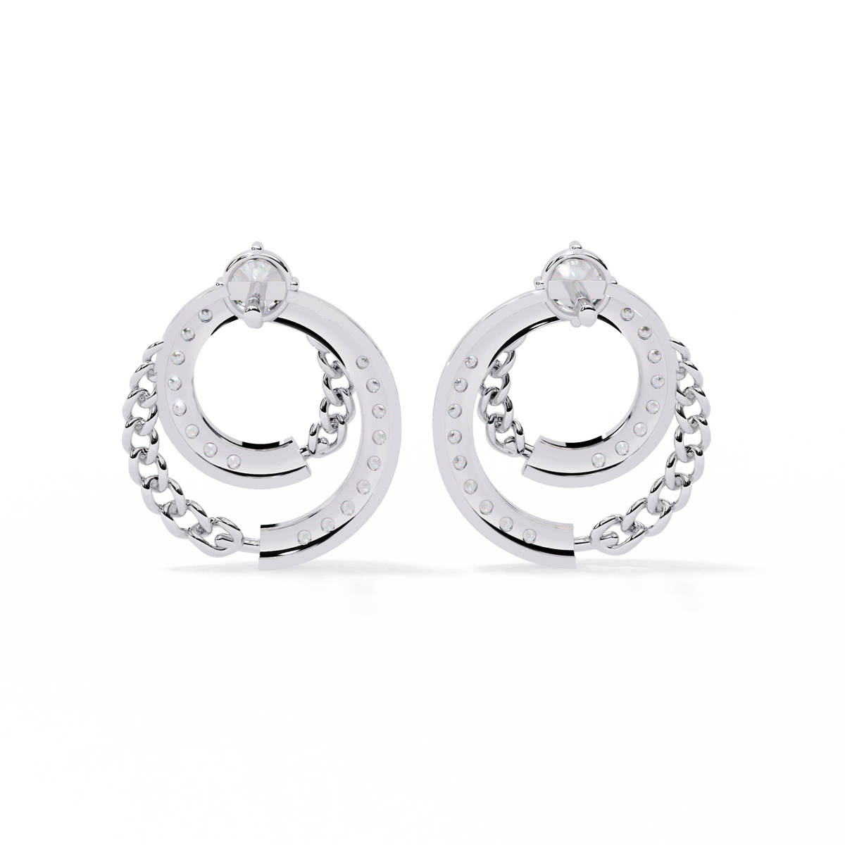 Double Circle Diamond Earrings