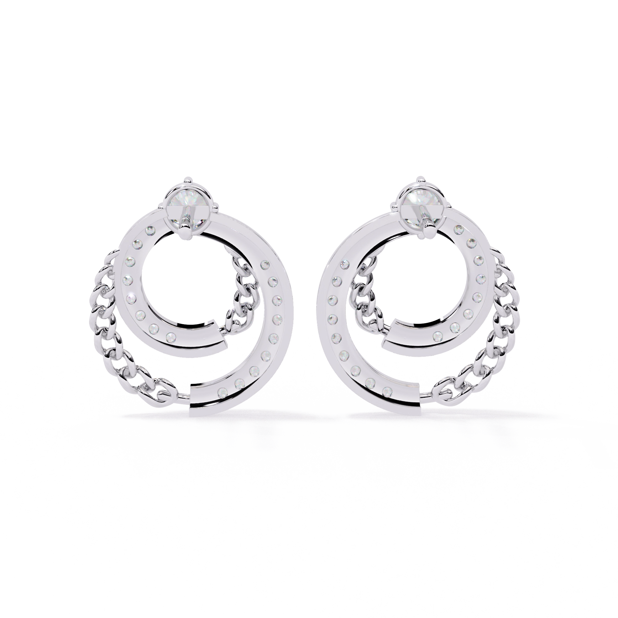 Double Circle Diamond Earrings