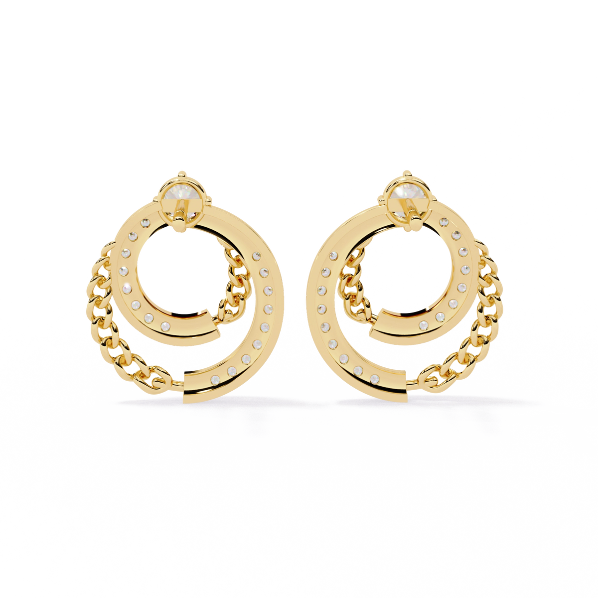 Double Circle Diamond Earrings