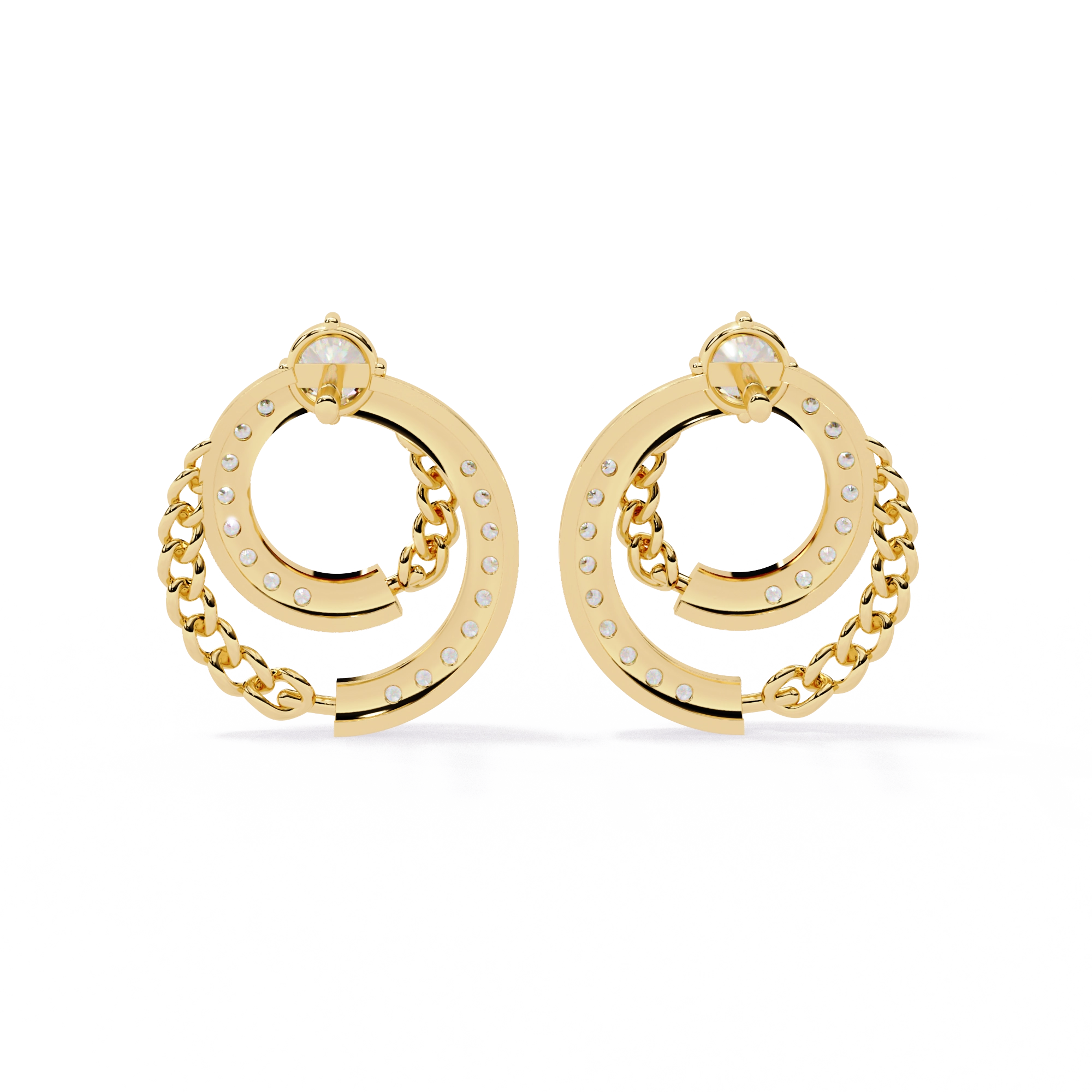 Double Circle Diamond Earrings