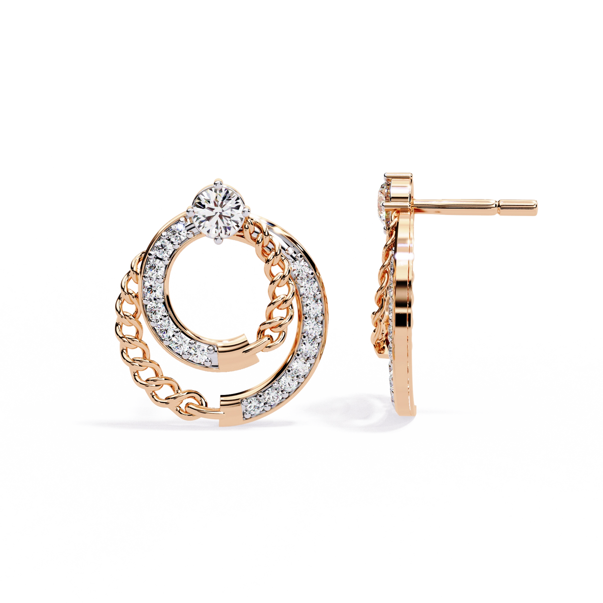 Double Circle Diamond Earrings