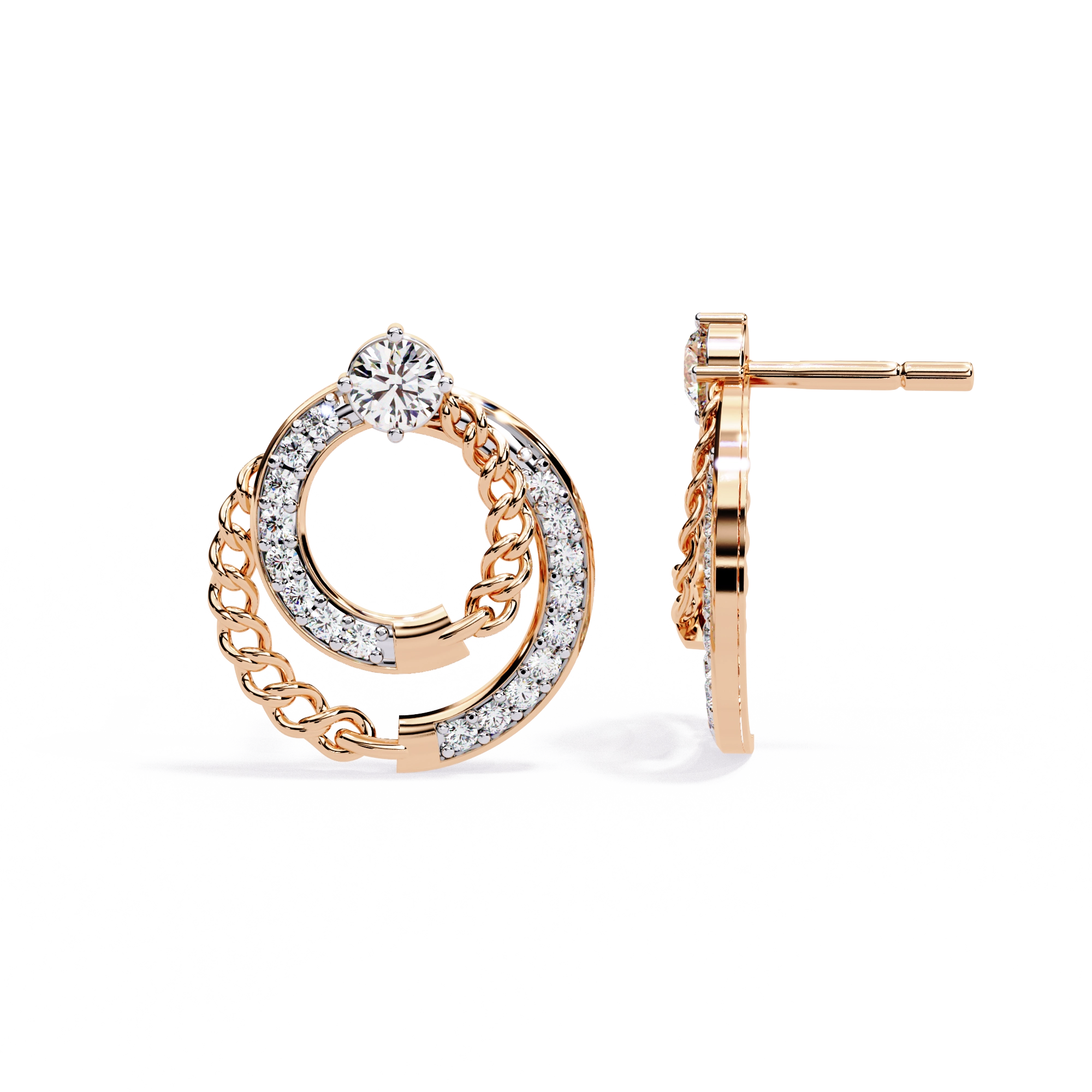 Double Circle Diamond Earrings