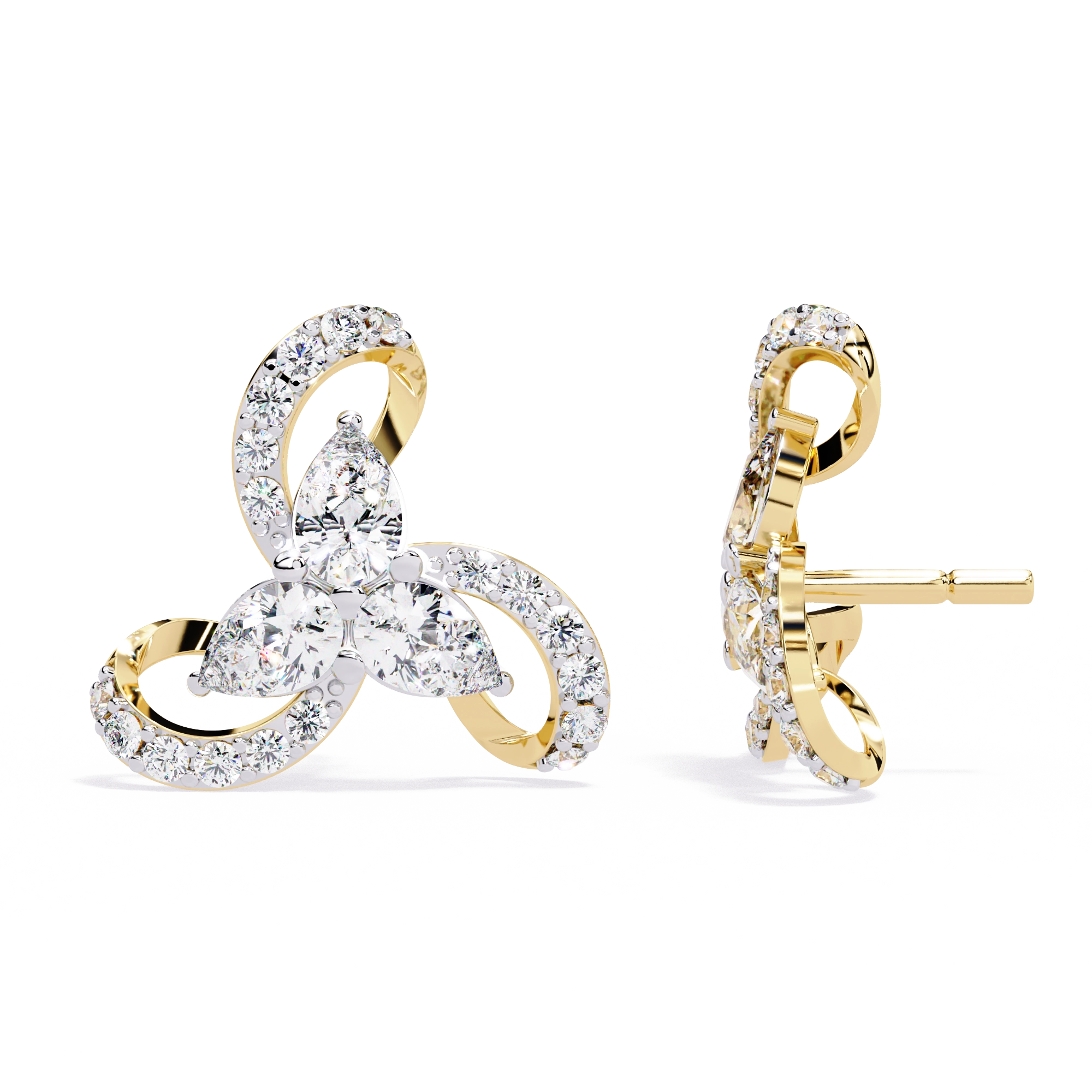 Trinity Diamond Stud Earrings