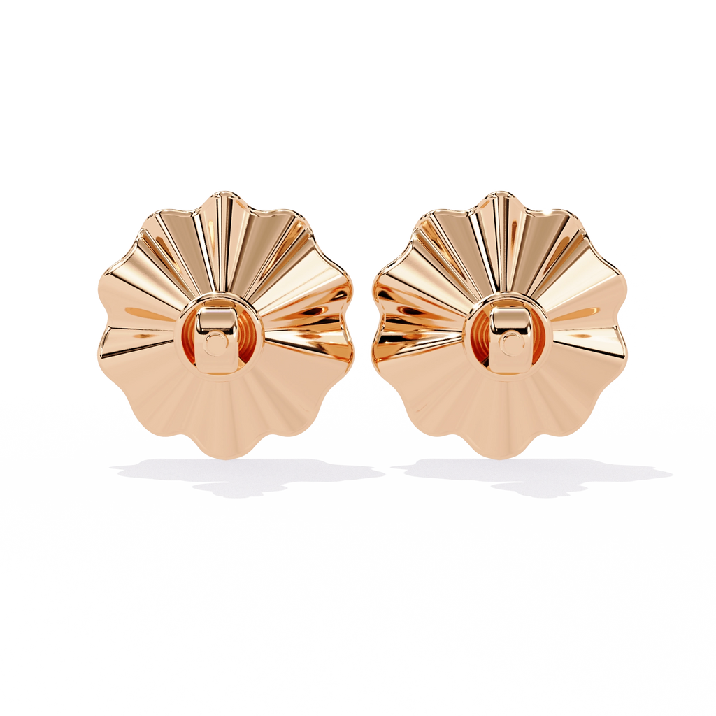 Floral Gold Diamond Stud Earrings