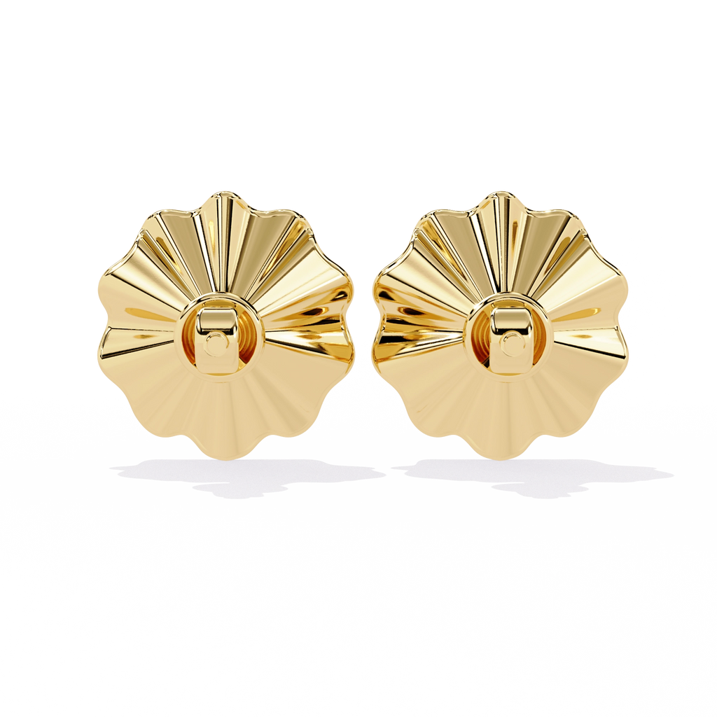 Floral Gold Diamond Stud Earrings