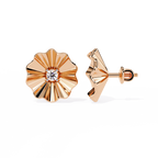 Floral Gold Diamond Stud Earrings
