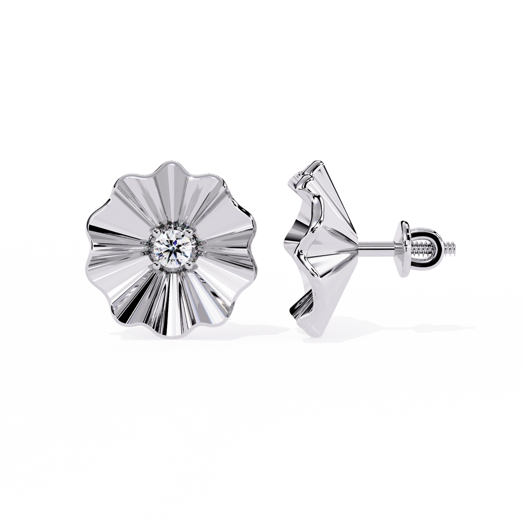 Floral Gold Diamond Stud Earrings