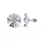 Floral Gold Diamond Stud Earrings
