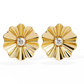 Floral Gold Diamond Stud Earrings