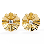 Floral Gold Diamond Stud Earrings