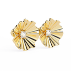 Floral Gold Diamond Stud Earrings