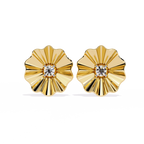 Floral Gold Diamond Stud Earrings