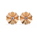 Floral Gold Diamond Stud Earrings