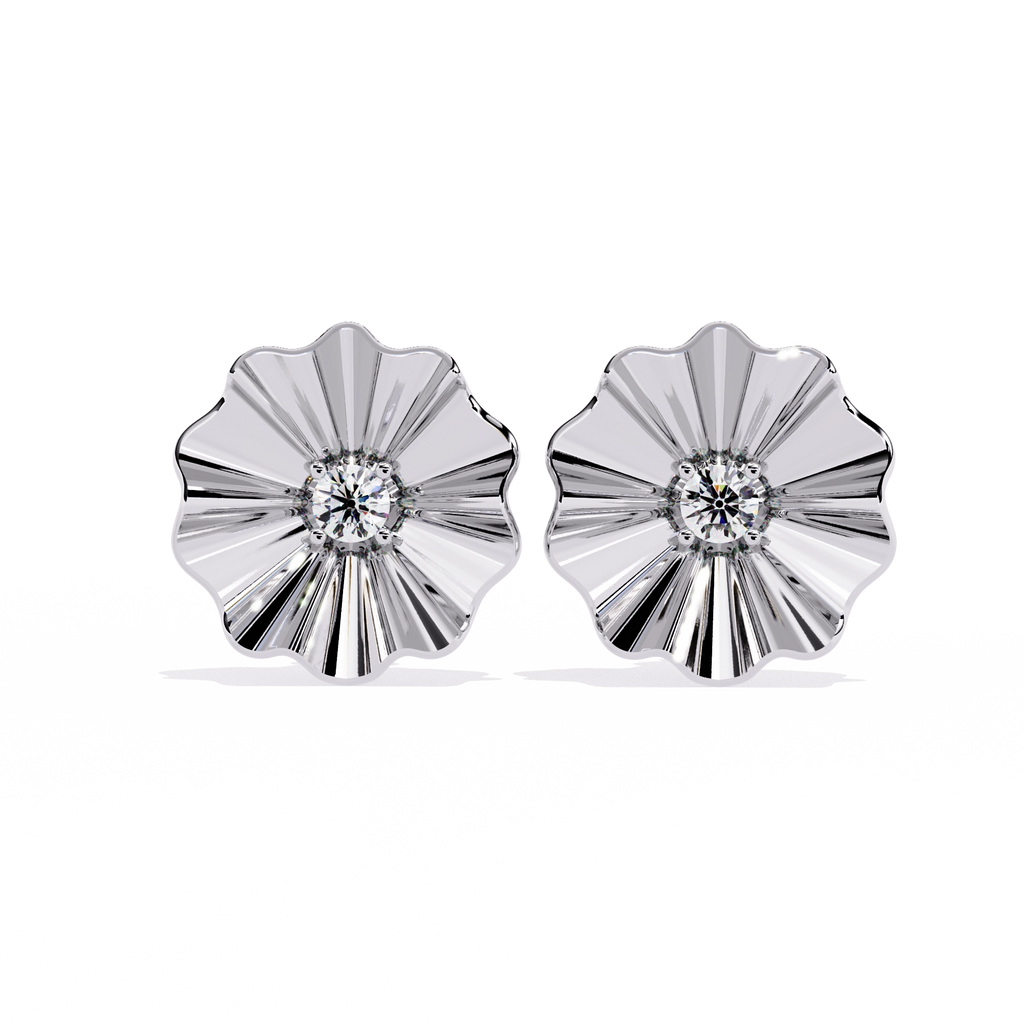 Floral Gold Diamond Stud Earrings