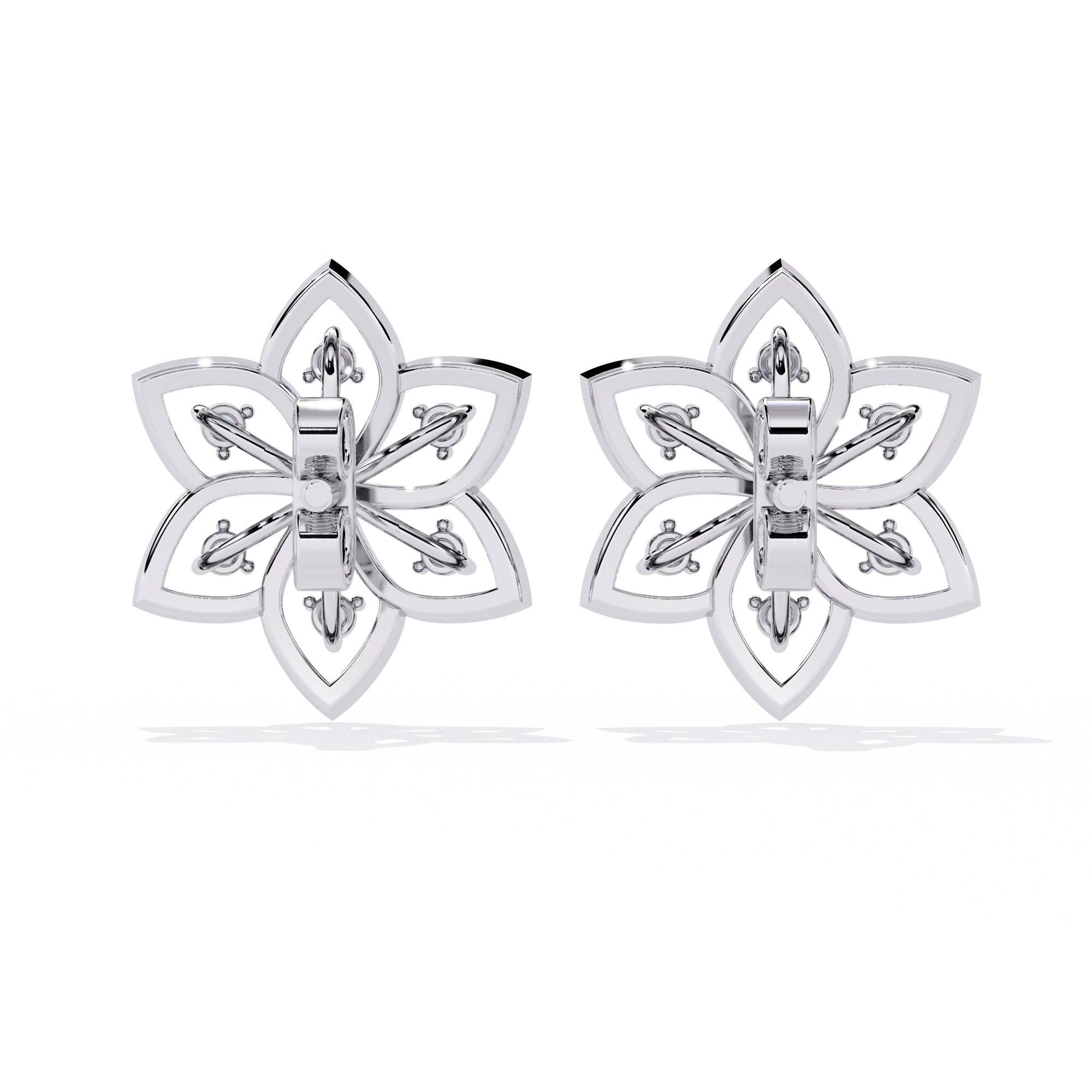 Lotus Diamond Stud Earrings
