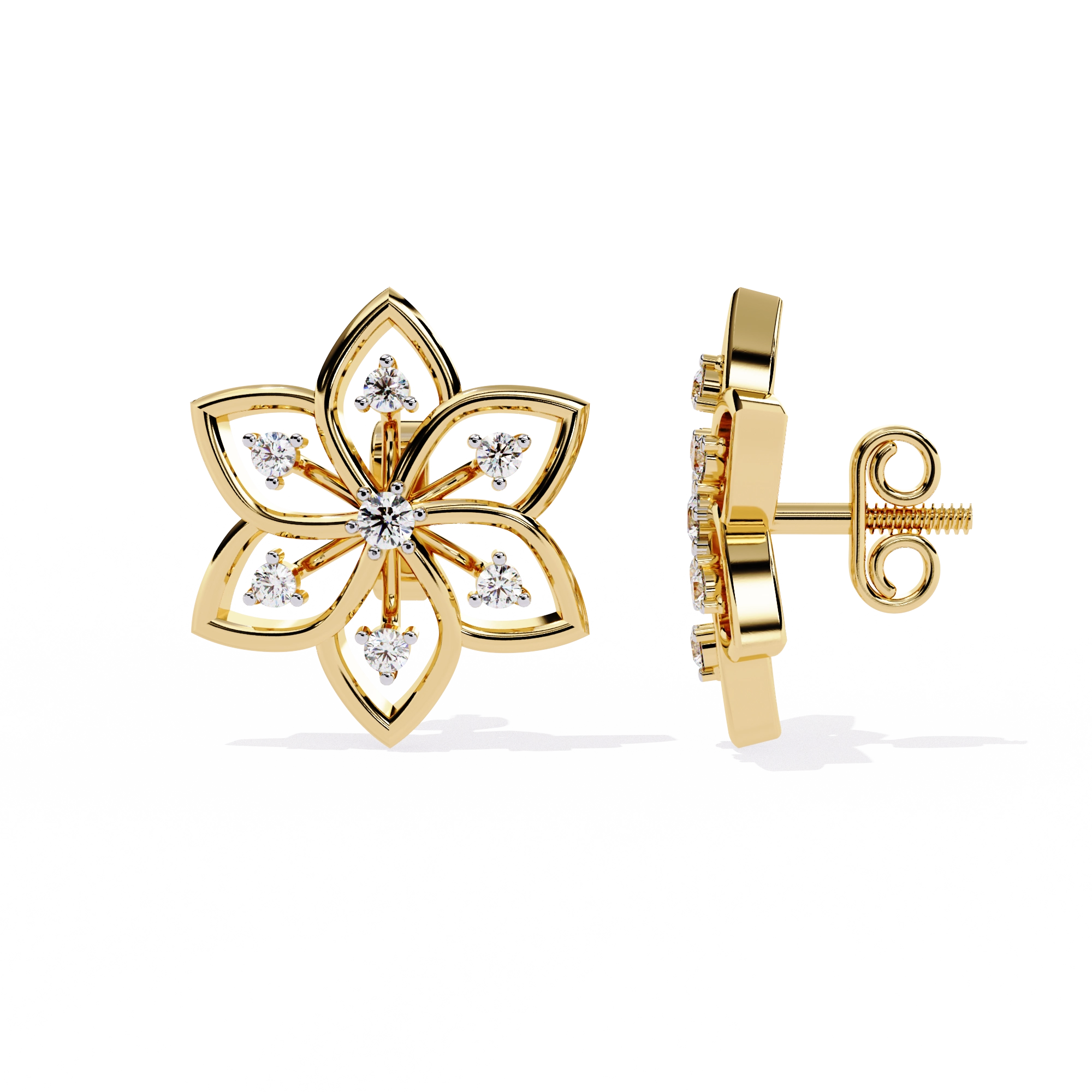 Lotus Diamond Stud Earrings