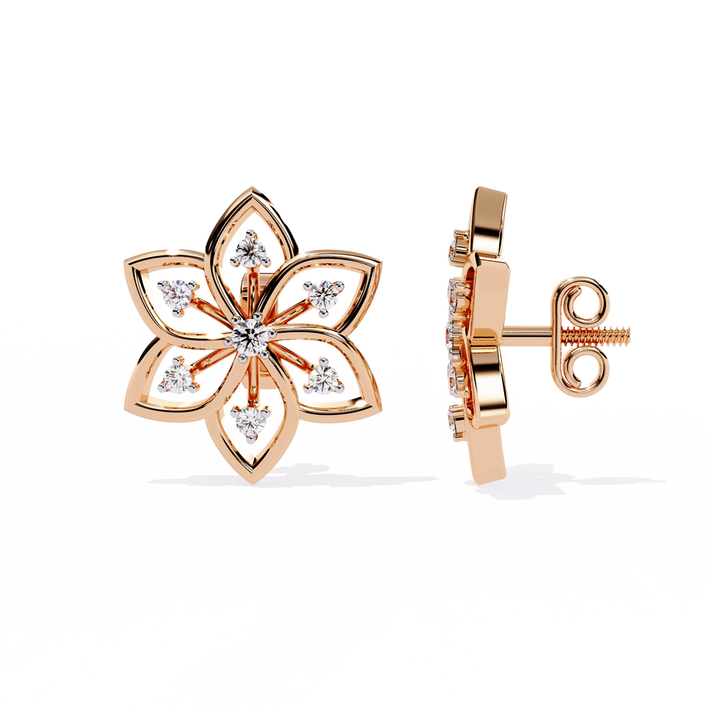 Lotus Diamond Stud Earrings