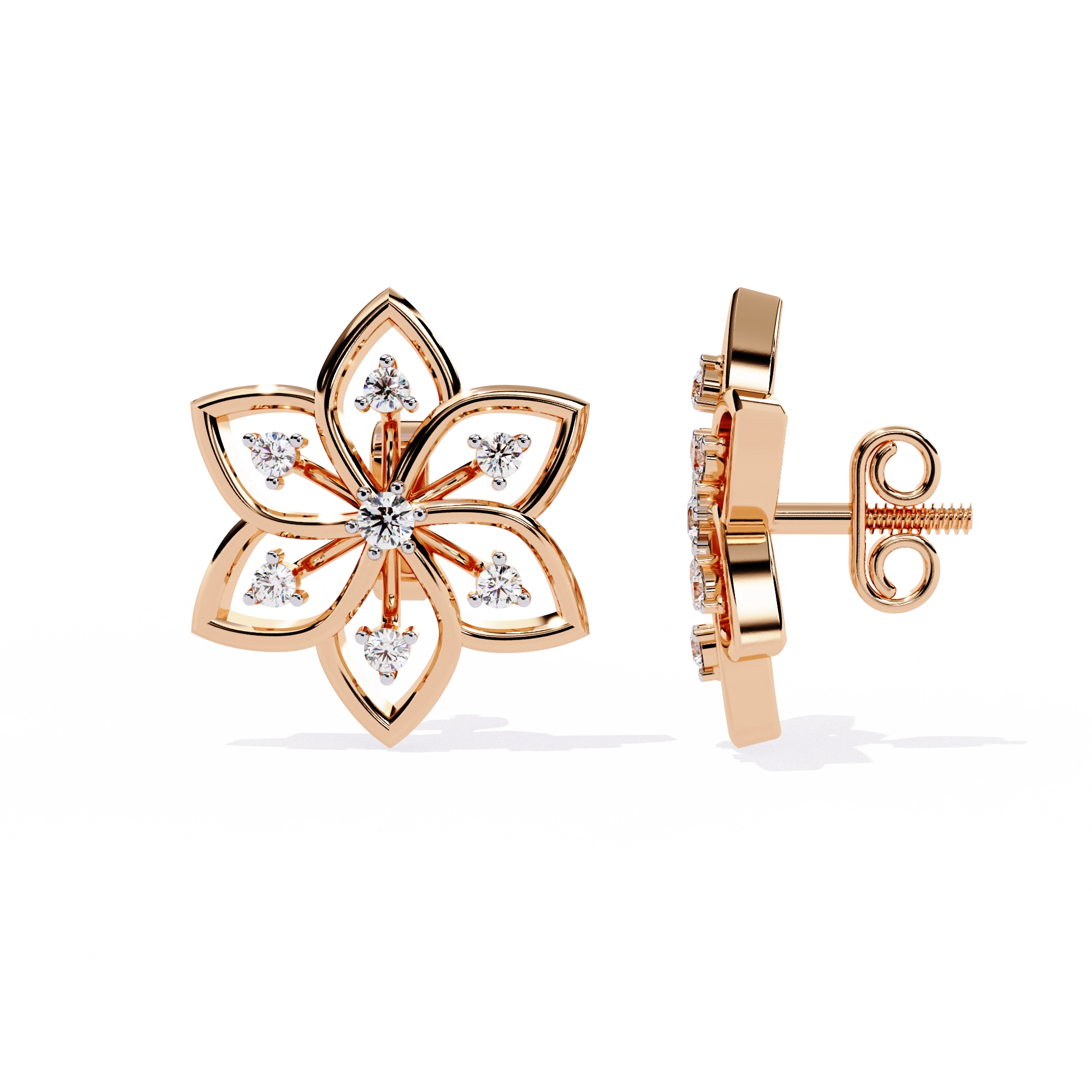 Lotus Diamond Stud Earrings