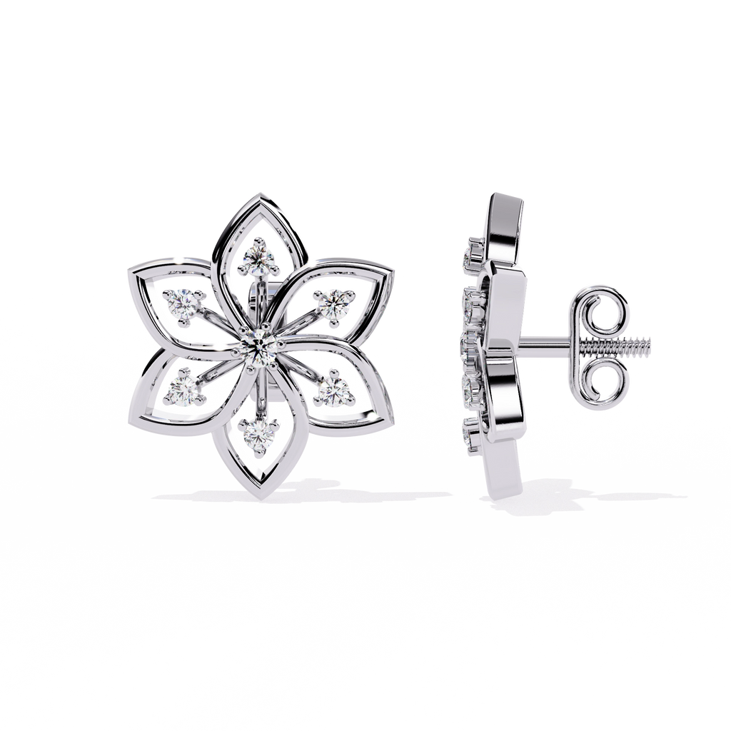 Lotus Diamond Stud Earrings