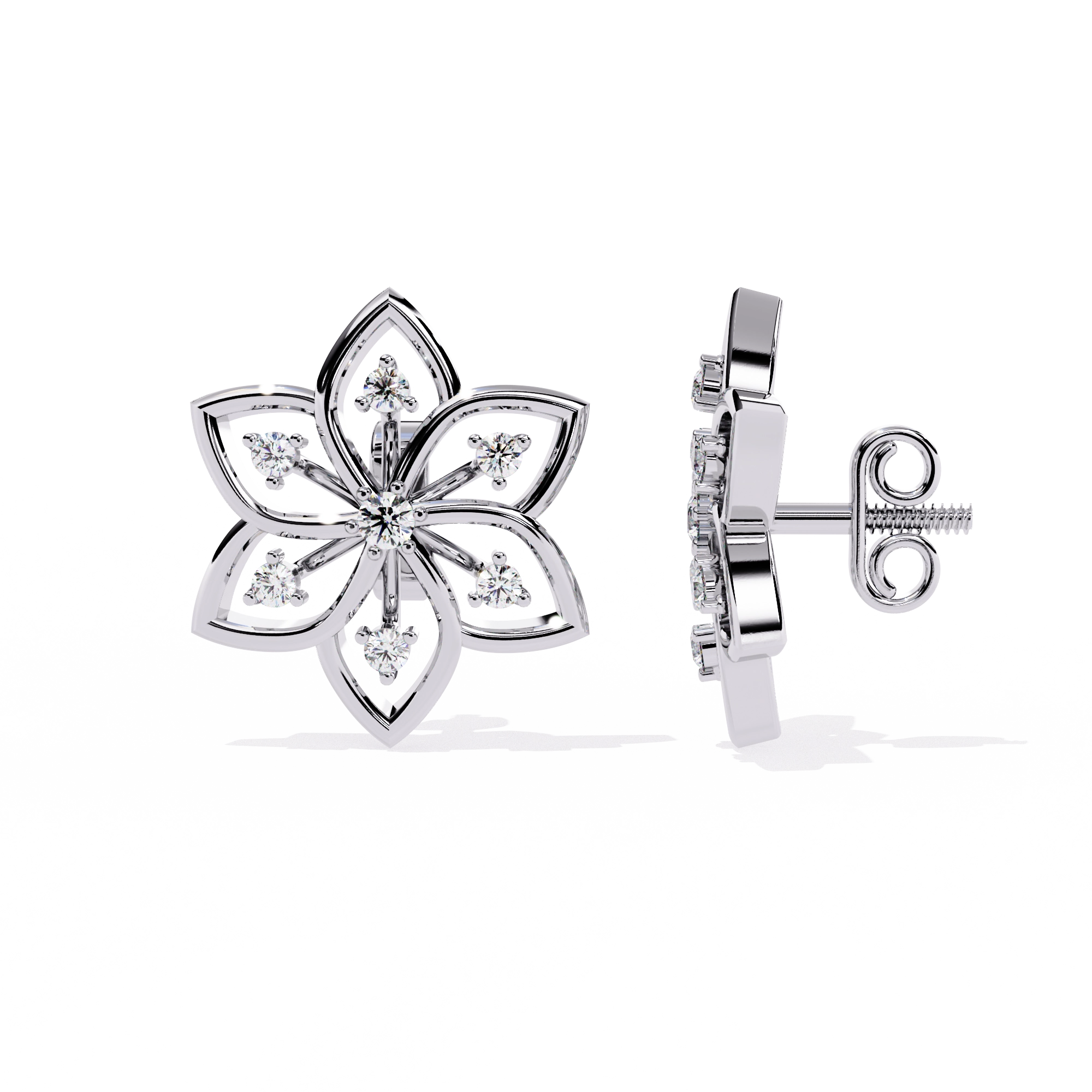 Lotus Diamond Stud Earrings