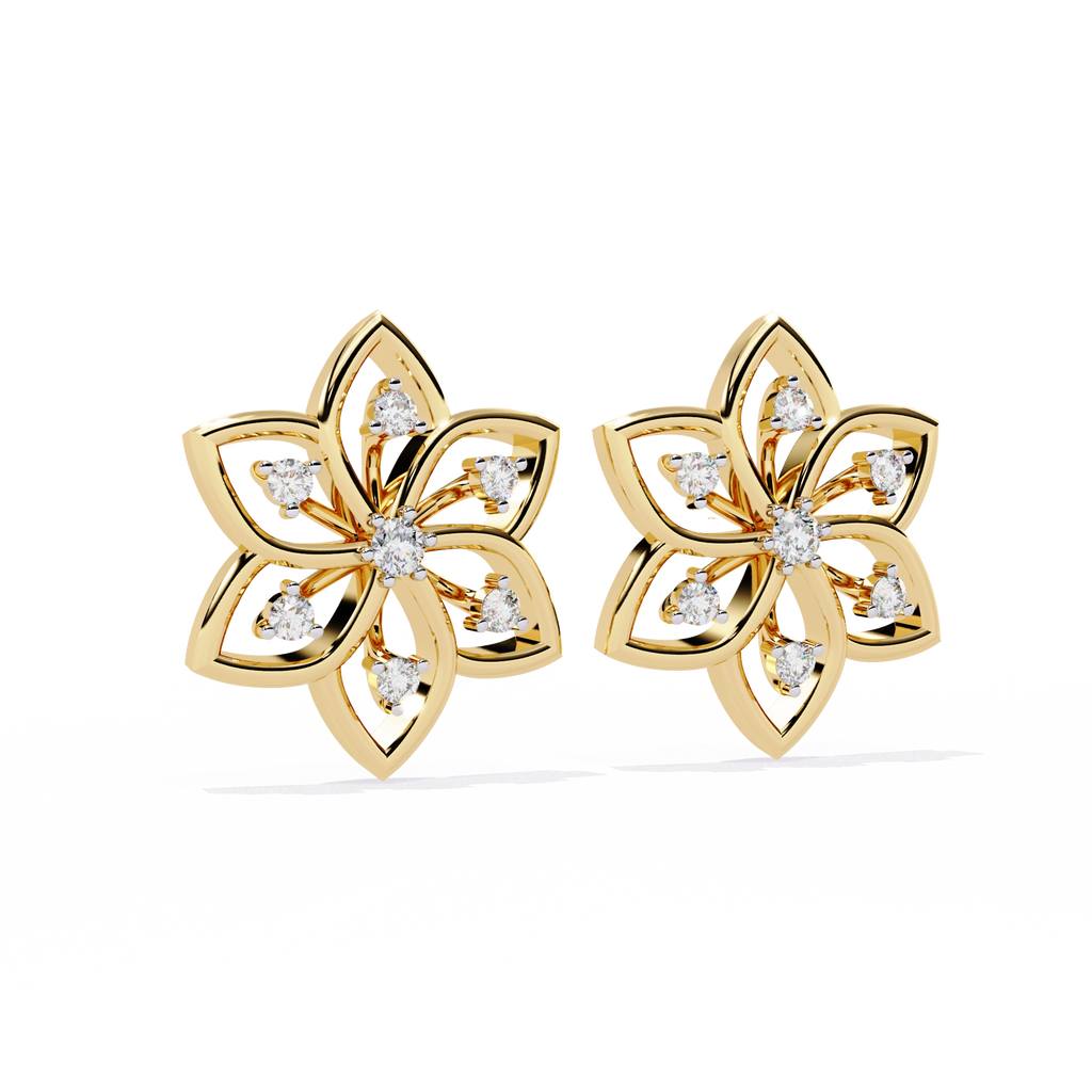 Lotus Diamond Stud Earrings
